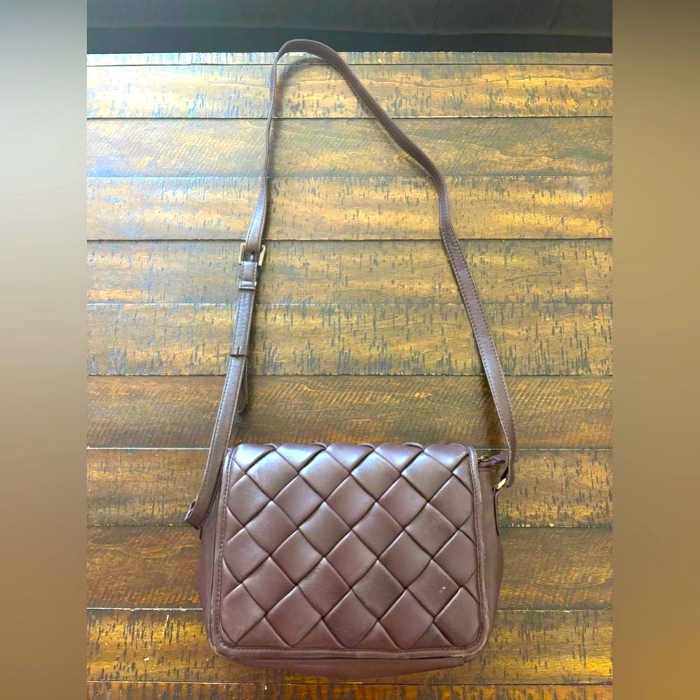 Marta Ponti Woven Brown  Leather Crossbody Bag